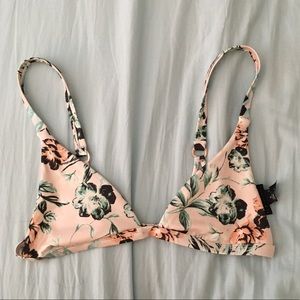 Pink and green floral bikini top